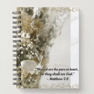 Floral Christian Notebook - Matthew 5:8