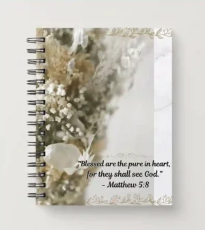 Floral Christian Notebook - Matthew 5:8